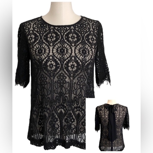 LOFT Tops - NEW🌟LOFT | NWOT Romantic Black Lace Sheer Too Sz XSP